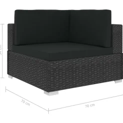 vidaXL Hoekbanken 2 st met kussens poly rattan zwart