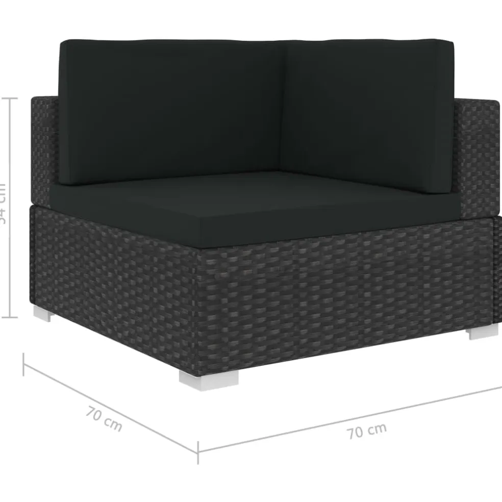 vidaXL Hoekbanken 2 st met kussens poly rattan zwart