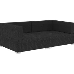 vidaXL Hoekbanken 2 st met kussens poly rattan zwart