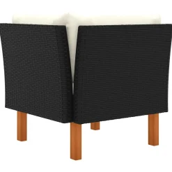 vidaXL Hoekbanken 2 st poly rattan en massief eucalyptushout