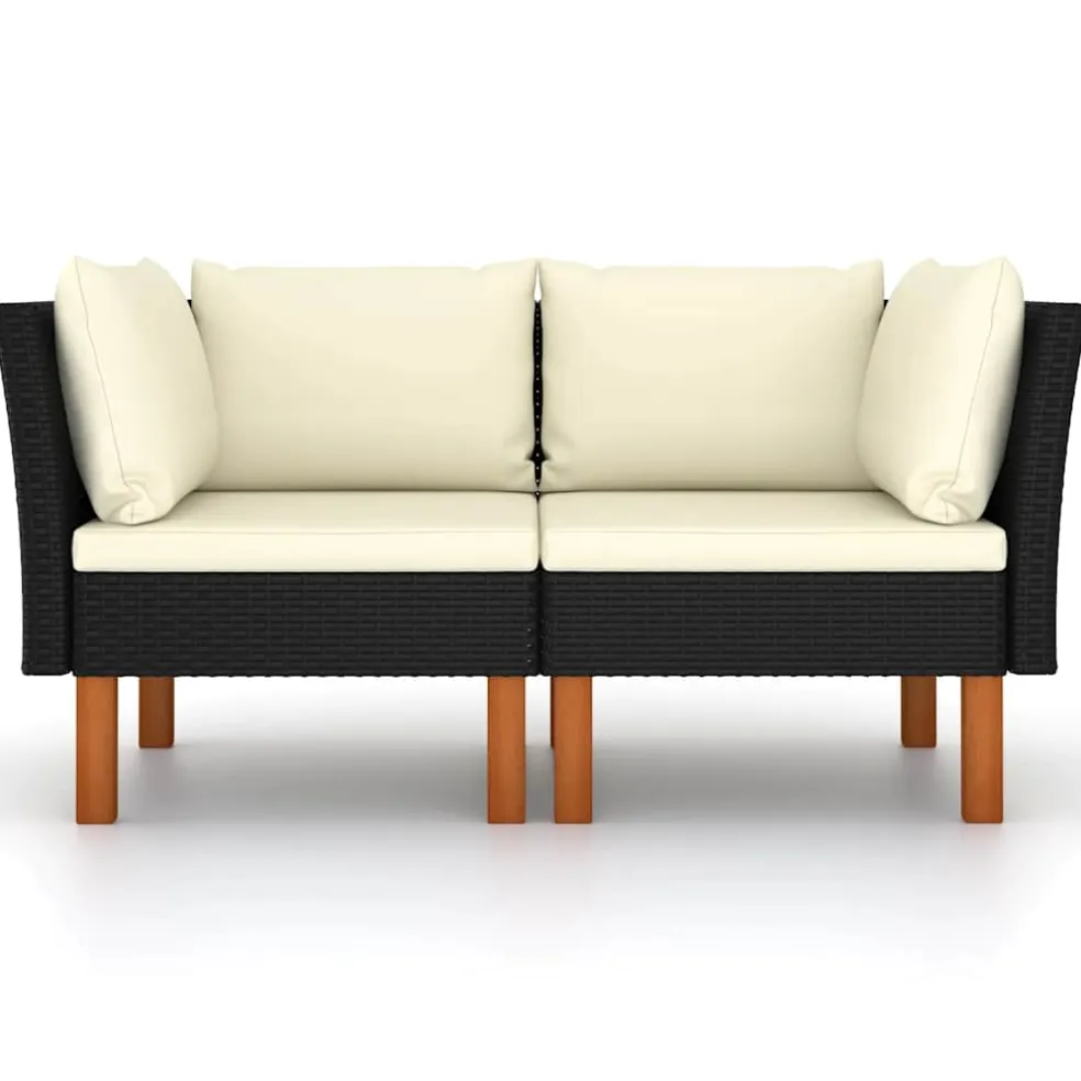 vidaXL Hoekbanken 2 st poly rattan en massief eucalyptushout