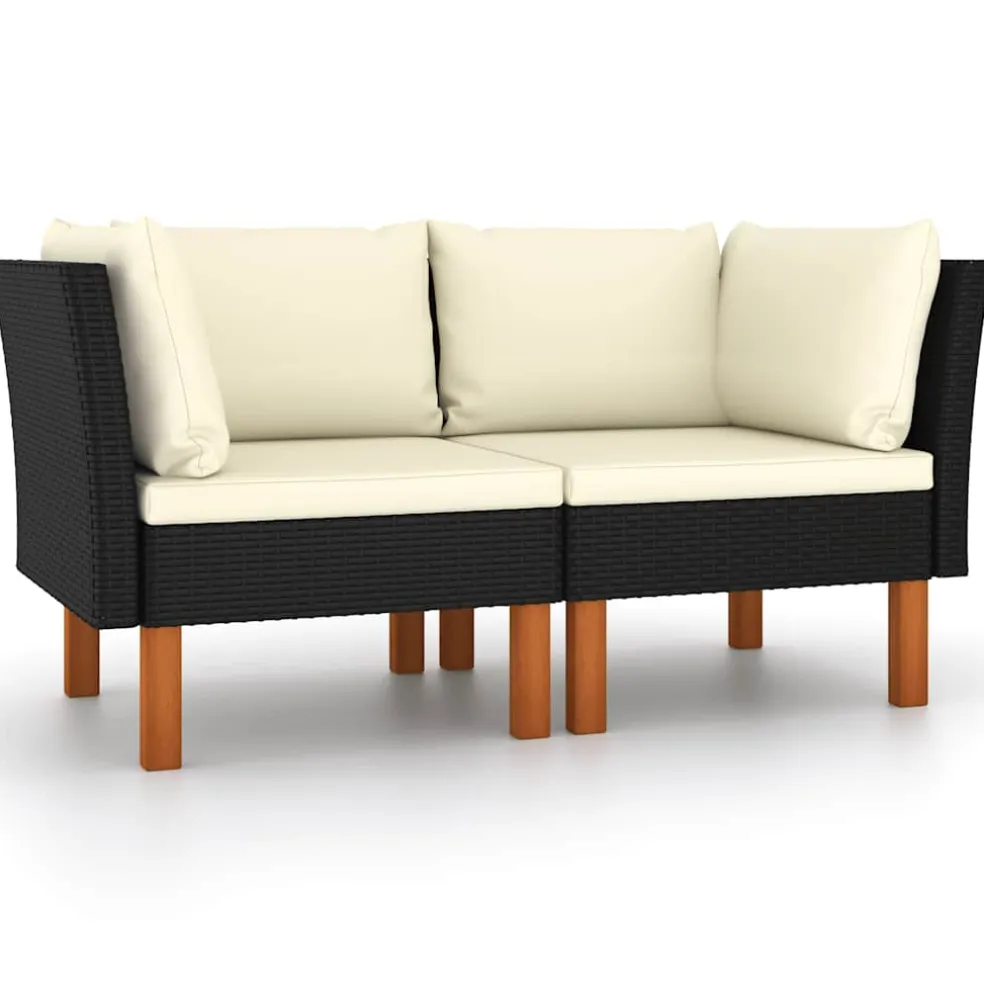 vidaXL Hoekbanken 2 st poly rattan en massief eucalyptushout