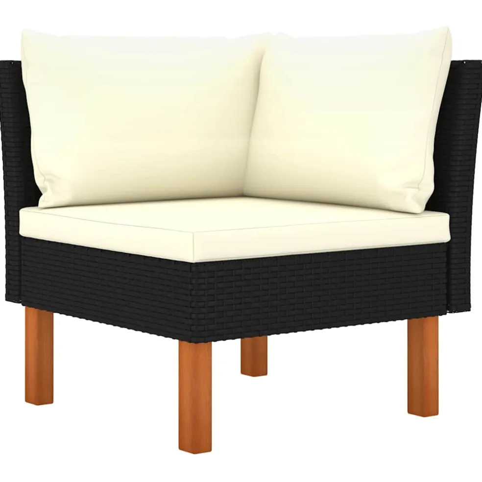 vidaXL Hoekbanken 2 st poly rattan en massief eucalyptushout