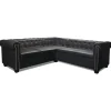 vidaXL Hoekbank 5-zits Chesterfield-stijl kunstleer zwart