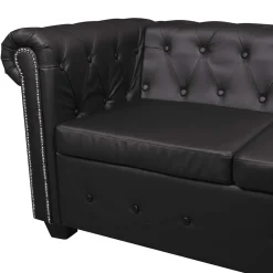 vidaXL Hoekbank 5-zits Chesterfield-stijl kunstleer zwart
