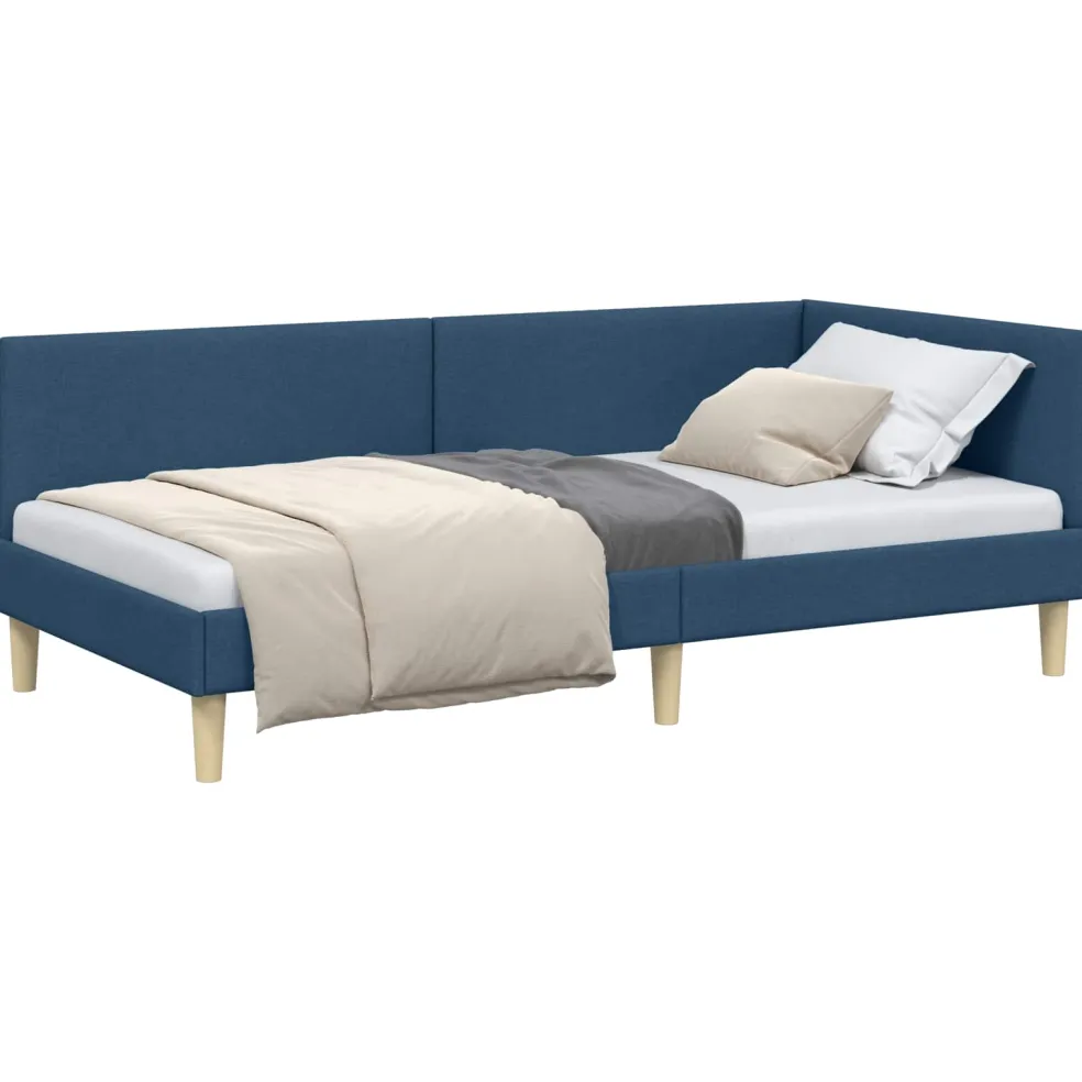 vidaXL Hoekbedframe Blauw 80 x 200 cm Stof