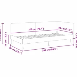 vidaXL Hoekbedframe Blauw 80 x 200 cm Stof