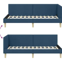 vidaXL Hoekbedframe Blauw 80 x 200 cm Stof