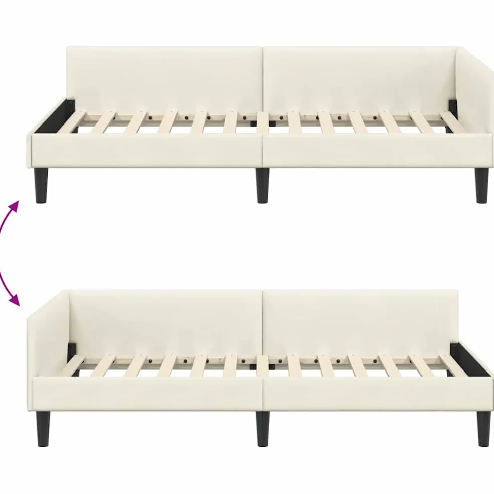 vidaXL Hoekbedframe Crème 80 x 200 cm Fluweel