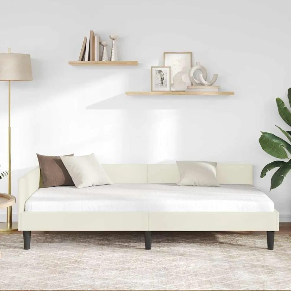 vidaXL Hoekbedframe Crème 80 x 200 cm Fluweel