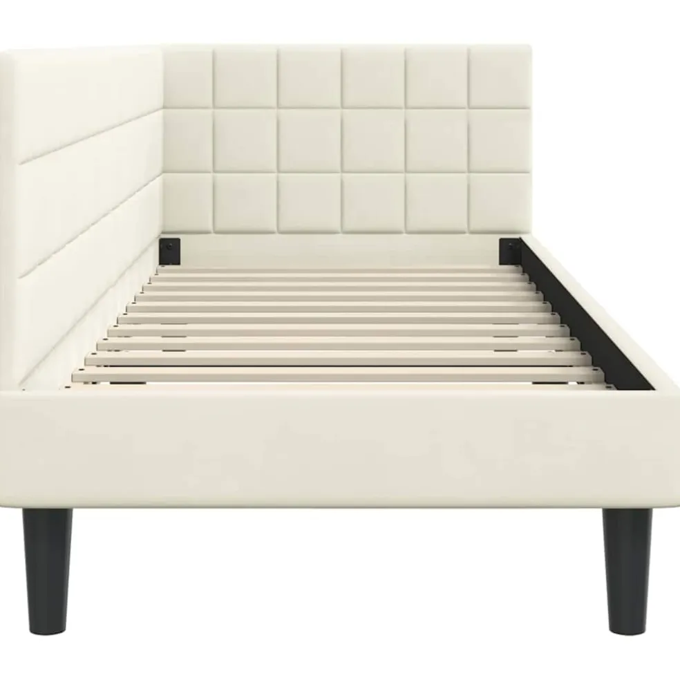 vidaXL Hoekbedframe Crème 80 x 200 cm Fluweel
