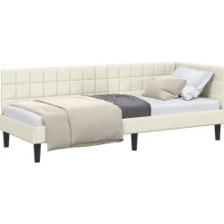 vidaXL Hoekbedframe Crème 80 x 200 cm Fluweel
