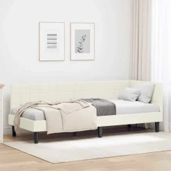 vidaXL Hoekbedframe Crème 80 x 200 cm Fluweel