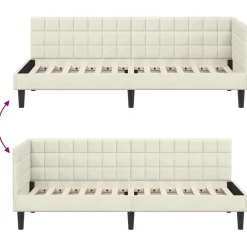 vidaXL Hoekbedframe Crème 80 x 200 cm Fluweel