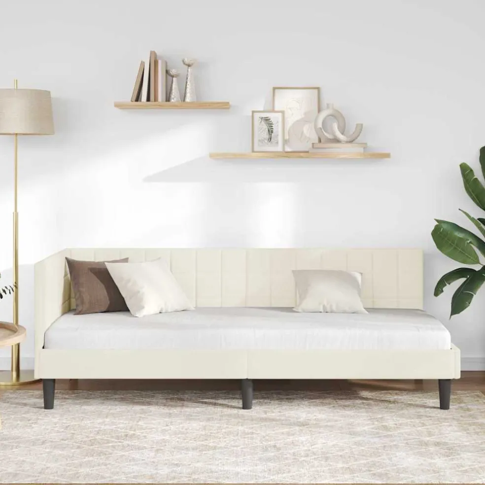 vidaXL Hoekbedframe Crème 80 x 200 cm Fluweel
