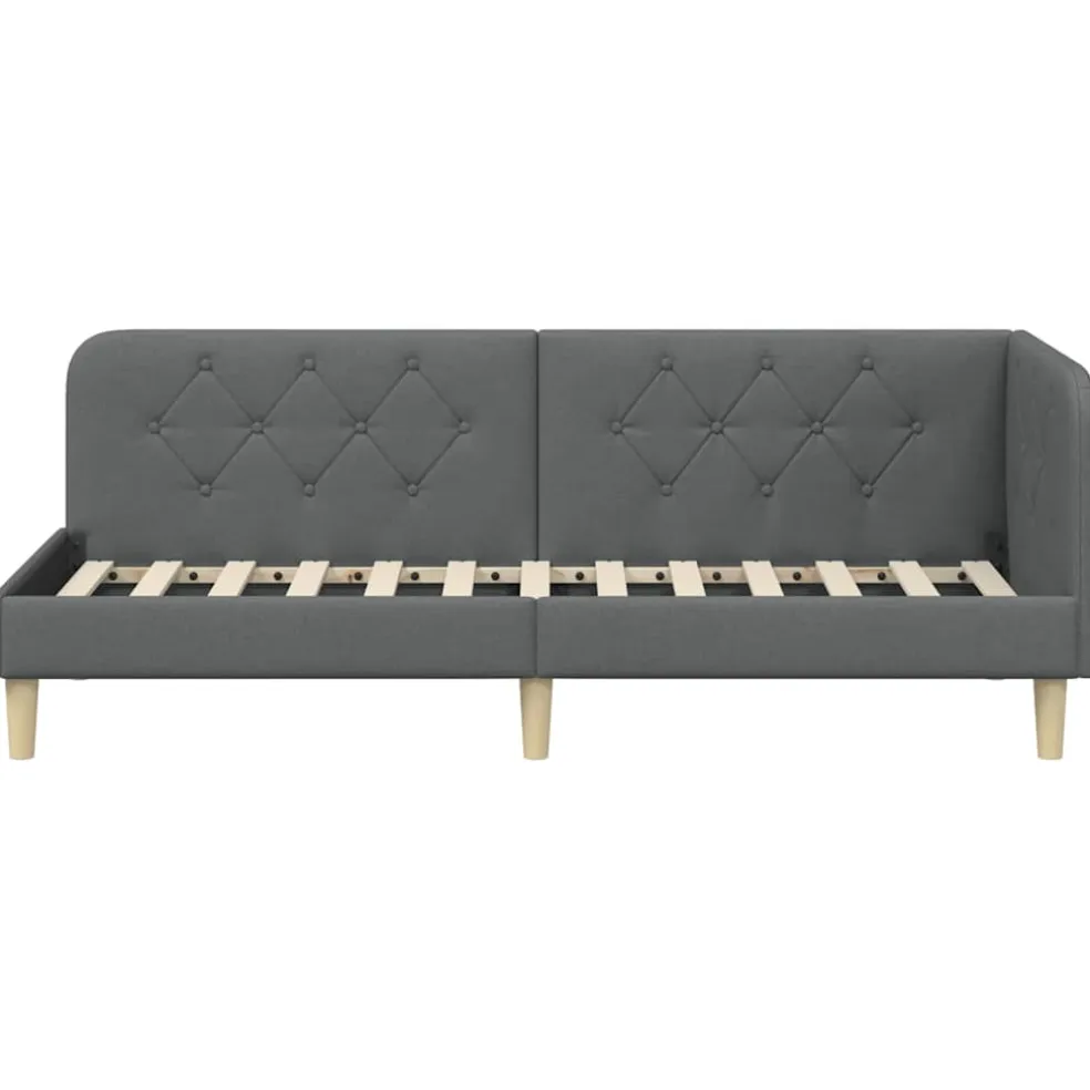 vidaXL Hoekbedframe Donkergrijs 80 x 200 cm Stof