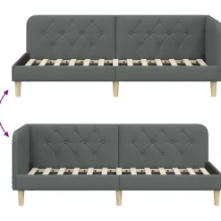 vidaXL Hoekbedframe Donkergrijs 80 x 200 cm Stof