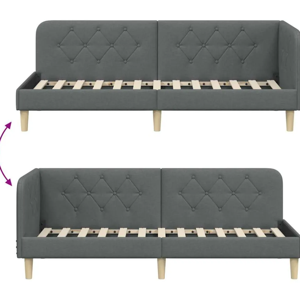 vidaXL Hoekbedframe Donkergrijs 80 x 200 cm Stof