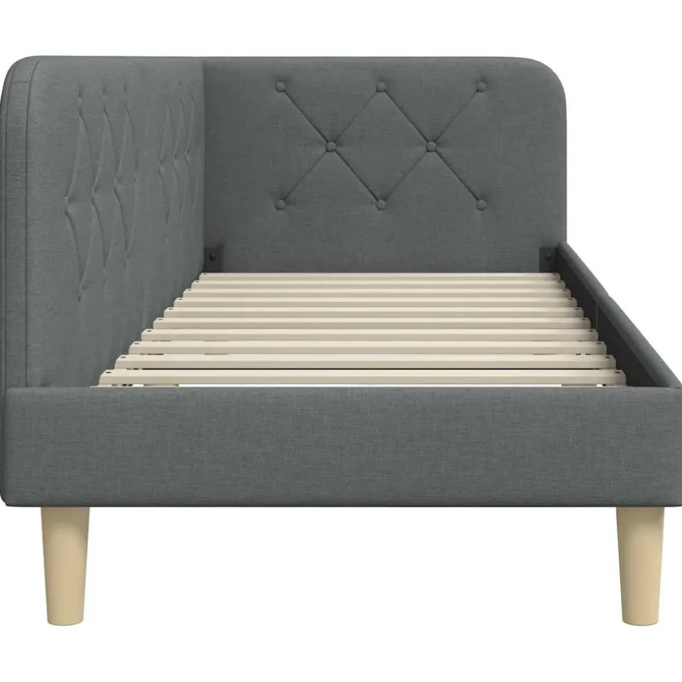 vidaXL Hoekbedframe Donkergrijs 80 x 200 cm Stof