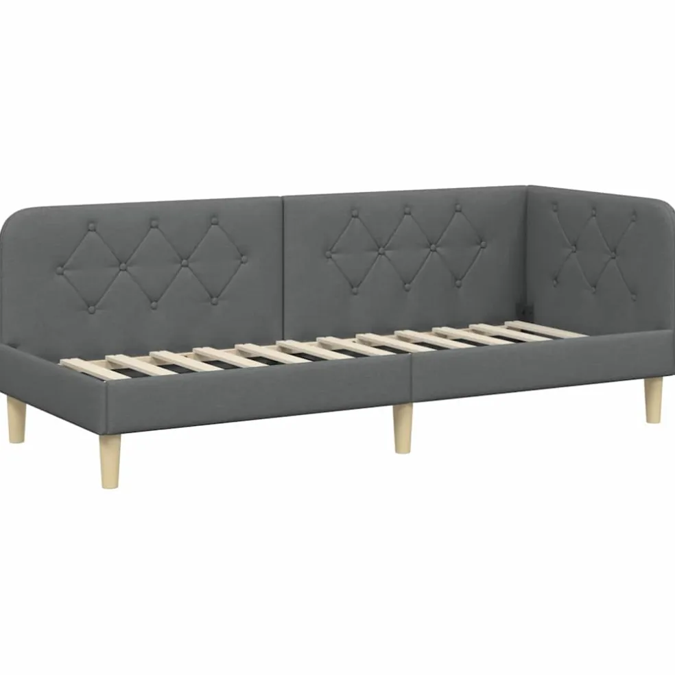 vidaXL Hoekbedframe Donkergrijs 80 x 200 cm Stof