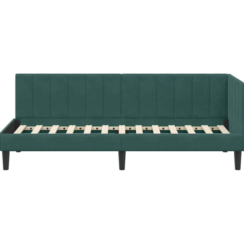 vidaXL Hoekbedframe Donkergroen 80 x 200 cm Fluweel