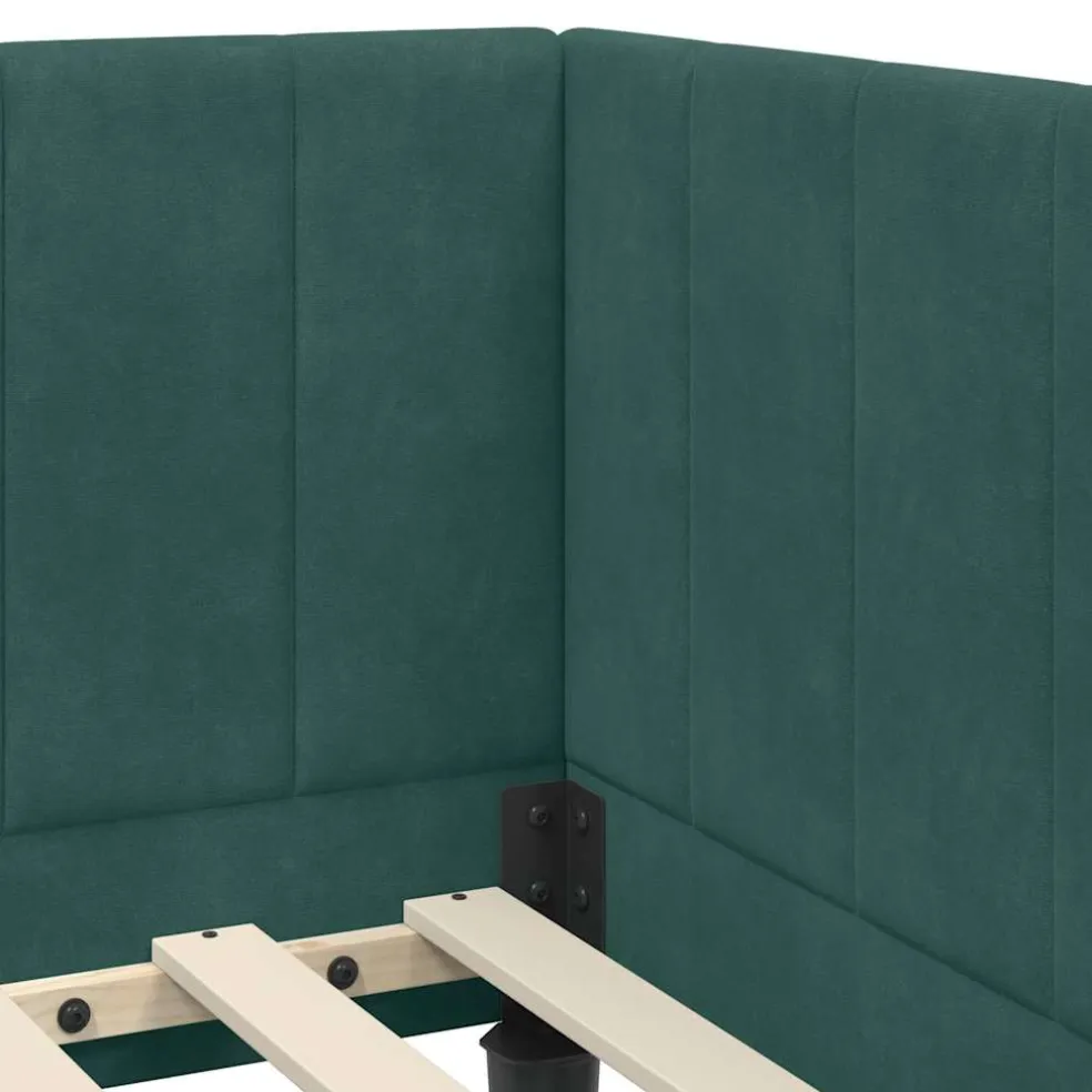 vidaXL Hoekbedframe Donkergroen 80 x 200 cm Fluweel