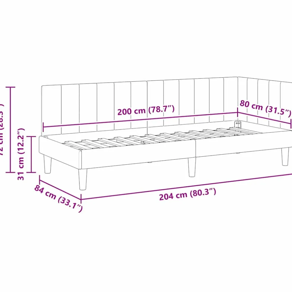 vidaXL Hoekbedframe Donkergroen 80 x 200 cm Fluweel