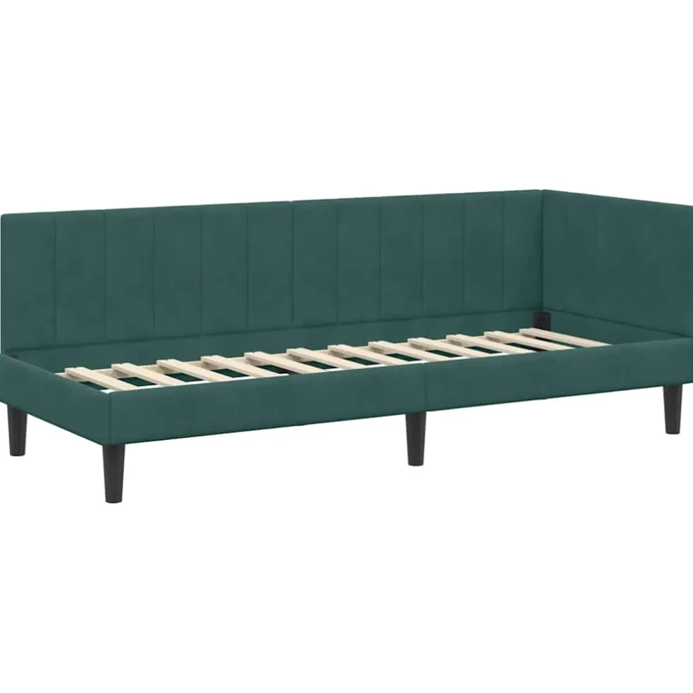 vidaXL Hoekbedframe Donkergroen 80 x 200 cm Fluweel
