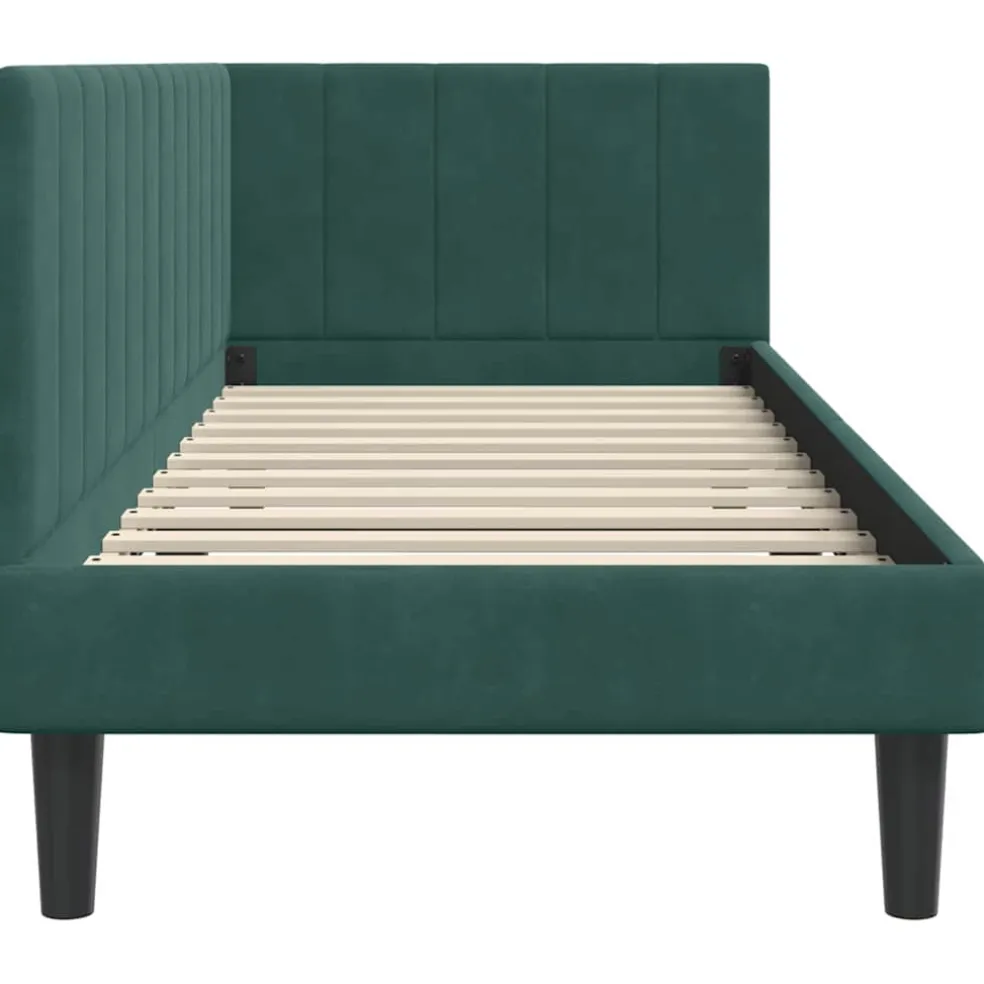 vidaXL Hoekbedframe Donkergroen 80 x 200 cm Fluweel