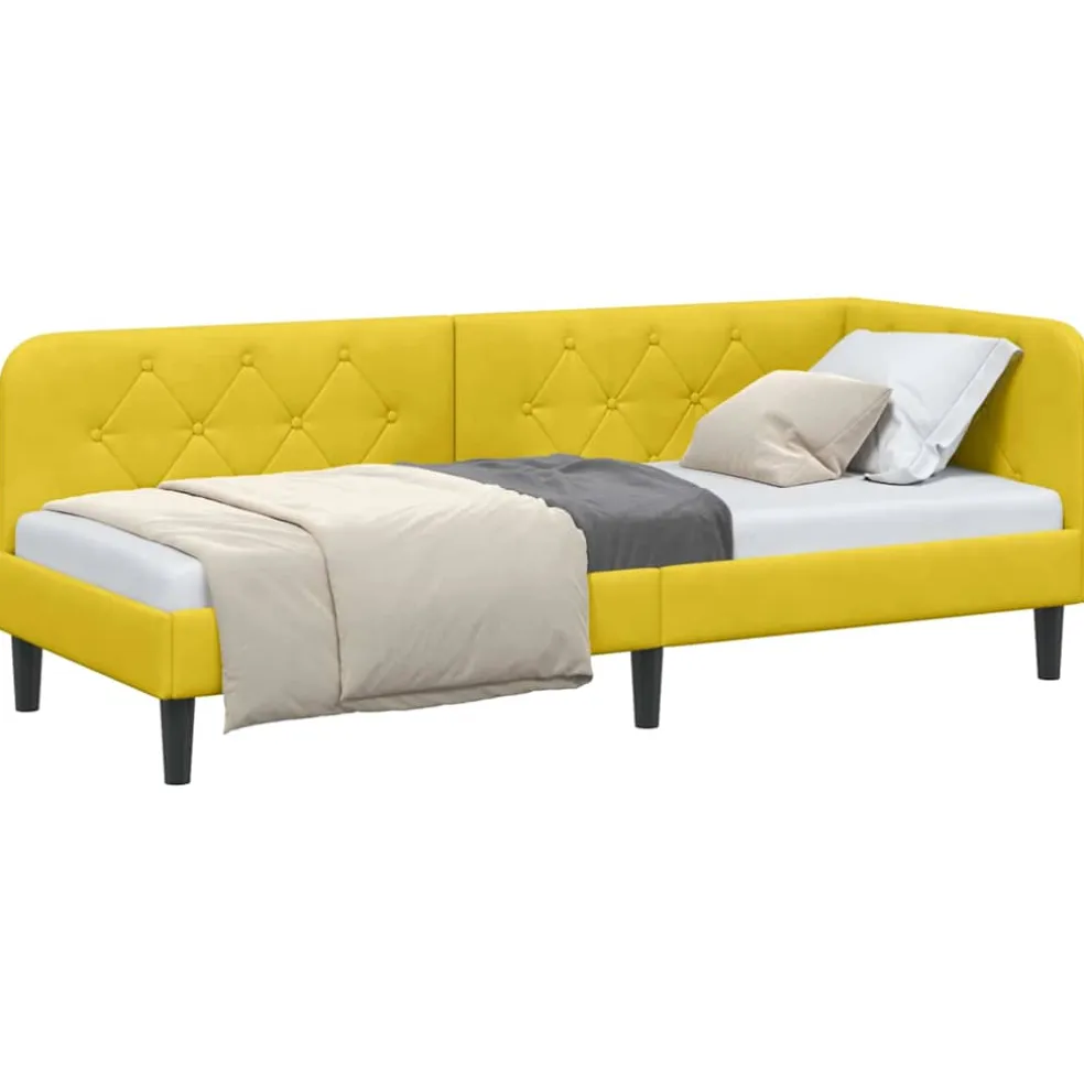vidaXL Hoekbedframe Geel 80 x 200 cm Fluweel