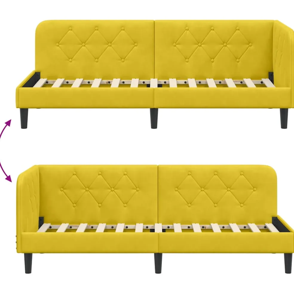 vidaXL Hoekbedframe Geel 80 x 200 cm Fluweel