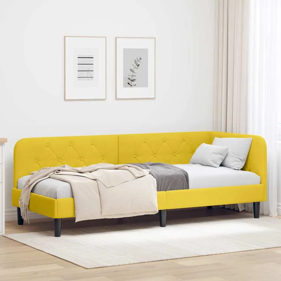 vidaXL Hoekbedframe Geel 80 x 200 cm Fluweel