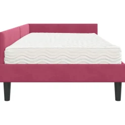 vidaXL Hoekbedframe met Matras 2 st Wijnrood 90 x 190 cm Fluweel