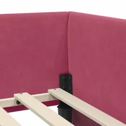 vidaXL Hoekbedframe met Matras 2 st Wijnrood 90 x 190 cm Fluweel