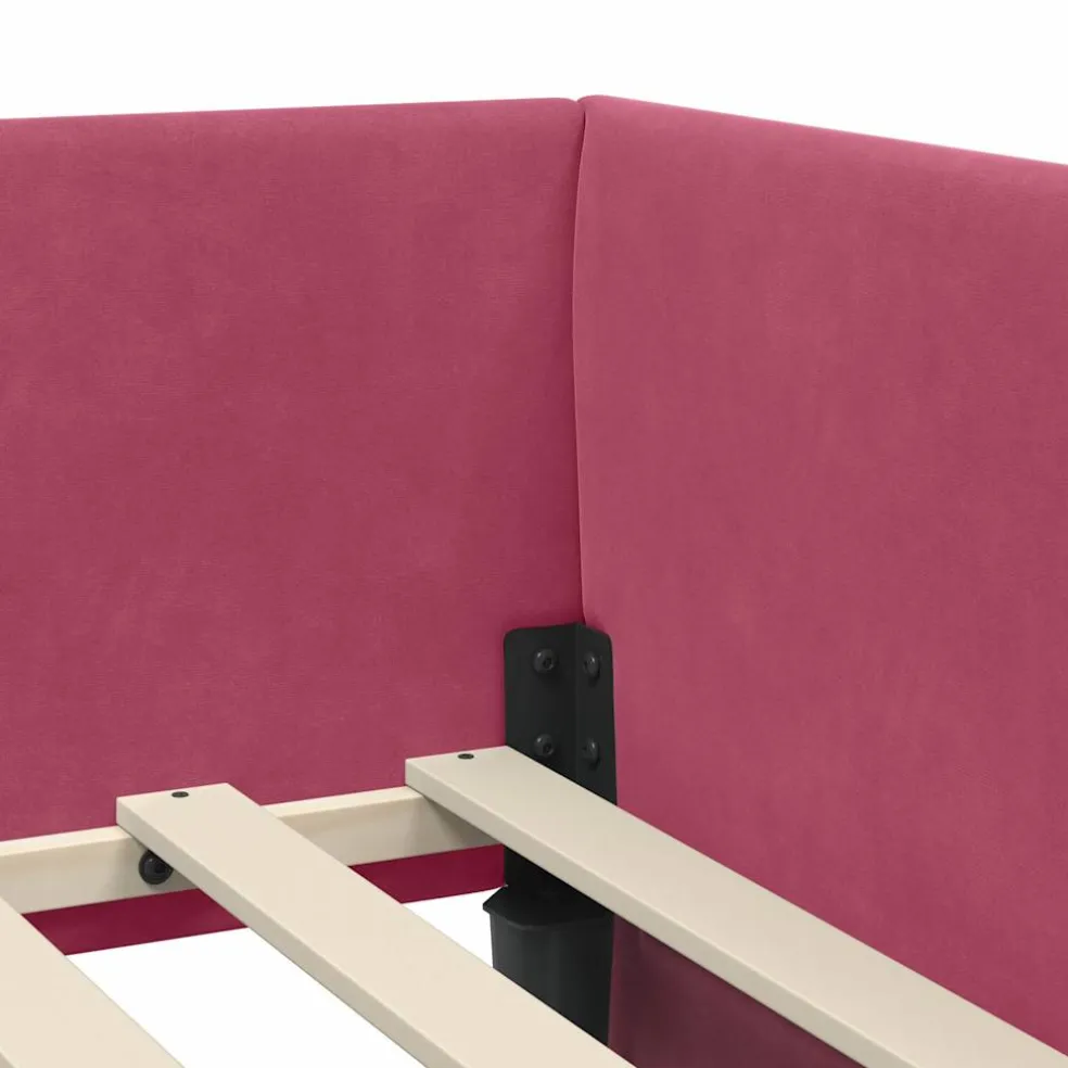 vidaXL Hoekbedframe met Matras 2 st Wijnrood 90 x 190 cm Fluweel