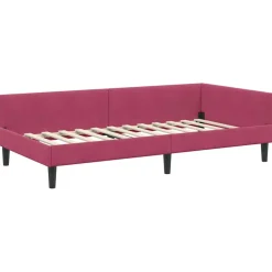 vidaXL Hoekbedframe met Matras 2 st Wijnrood 90 x 190 cm Fluweel