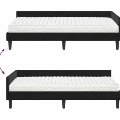 vidaXL Hoekbedframe met Matras 2 st Zwart 80 x 200 cm Fluweel
