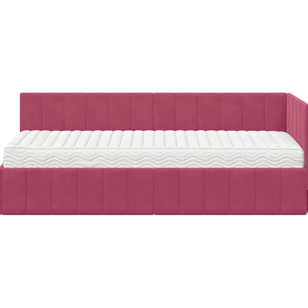 vidaXL Hoekbedframe met Matras 2 st Roze 80 x 200 cm Fluweel