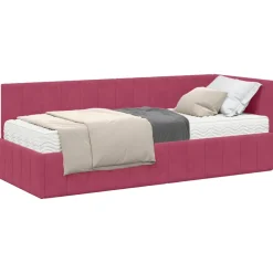 vidaXL Hoekbedframe met Matras 2 st Roze 80 x 200 cm Fluweel