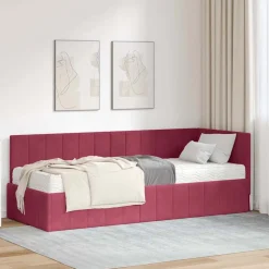 vidaXL Hoekbedframe met Matras 2 st Roze 80 x 200 cm Fluweel