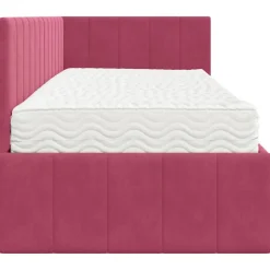 vidaXL Hoekbedframe met Matras 2 st Roze 80 x 200 cm Fluweel