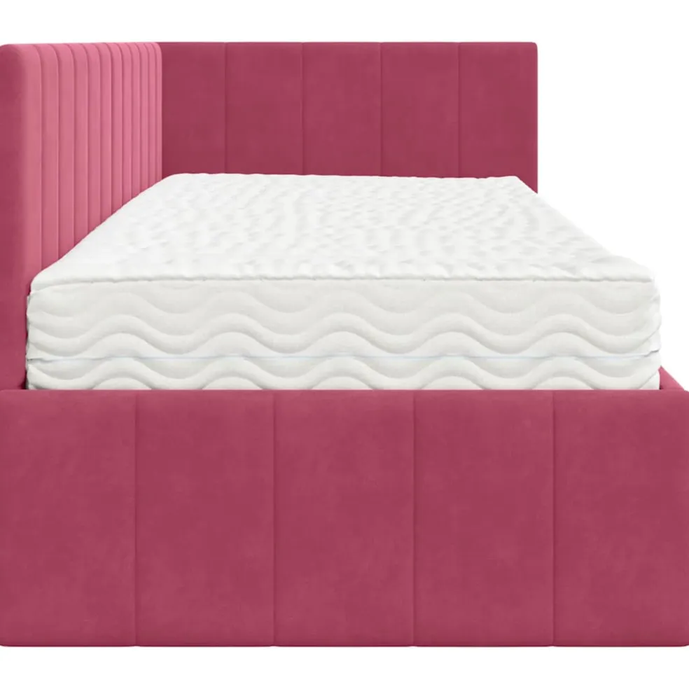 vidaXL Hoekbedframe met Matras 2 st Roze 80 x 200 cm Fluweel