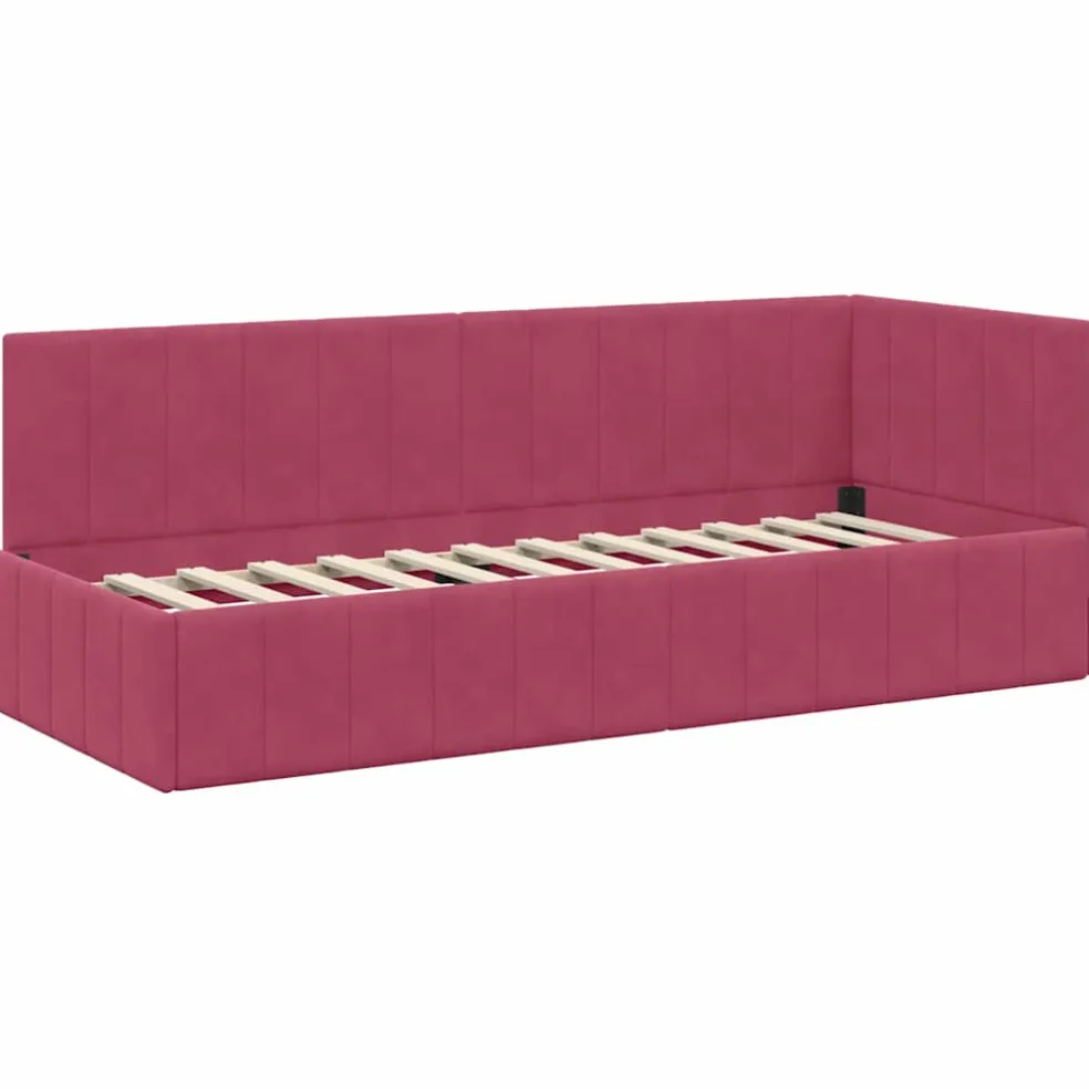 vidaXL Hoekbedframe met Matras 2 st Roze 80 x 200 cm Fluweel
