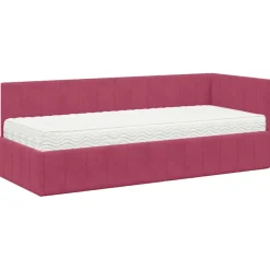 vidaXL Hoekbedframe met Matras 2 st Roze 80 x 200 cm Fluweel