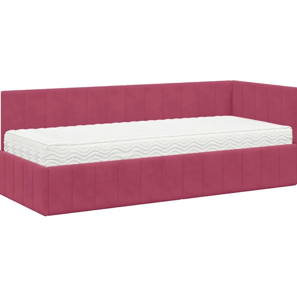vidaXL Hoekbedframe met Matras 2 st Roze 80 x 200 cm Fluweel