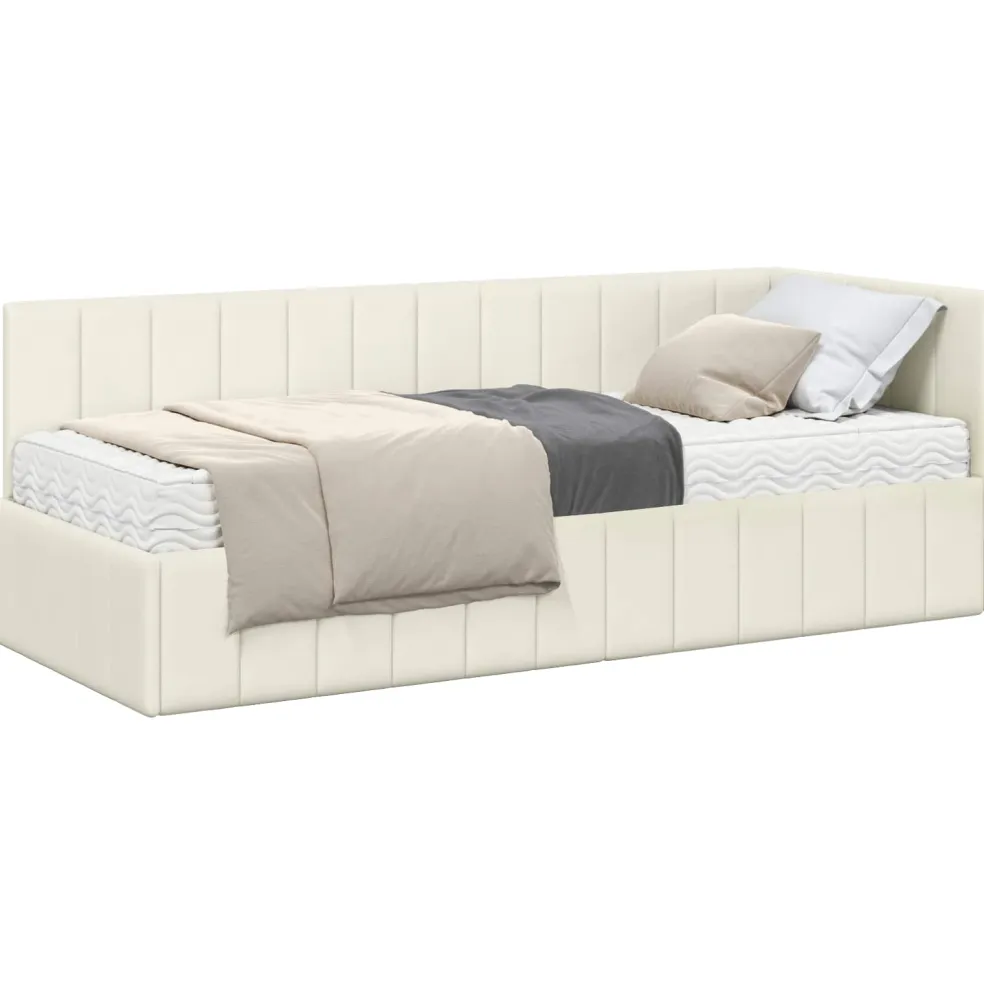 vidaXL Hoekbedframe met Matras 2 st Crème 80 x 200 cm Fluweel