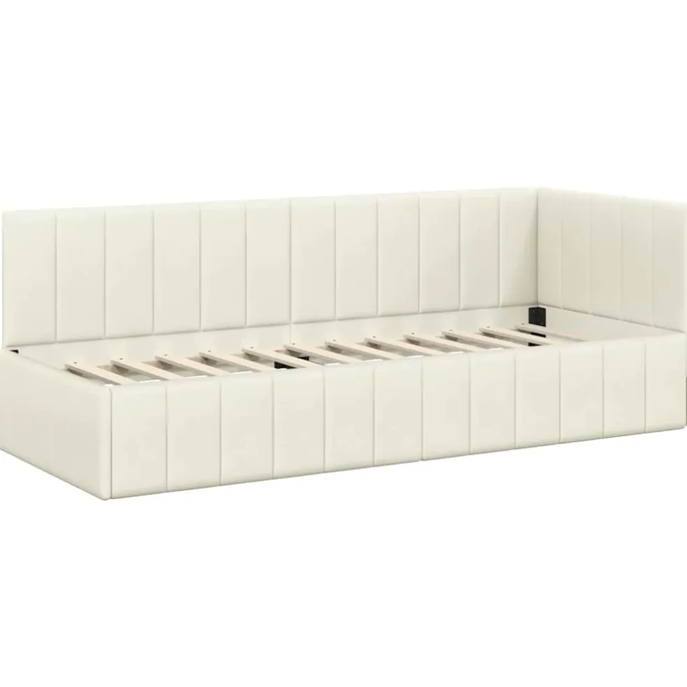 vidaXL Hoekbedframe met Matras 2 st Crème 80 x 200 cm Fluweel