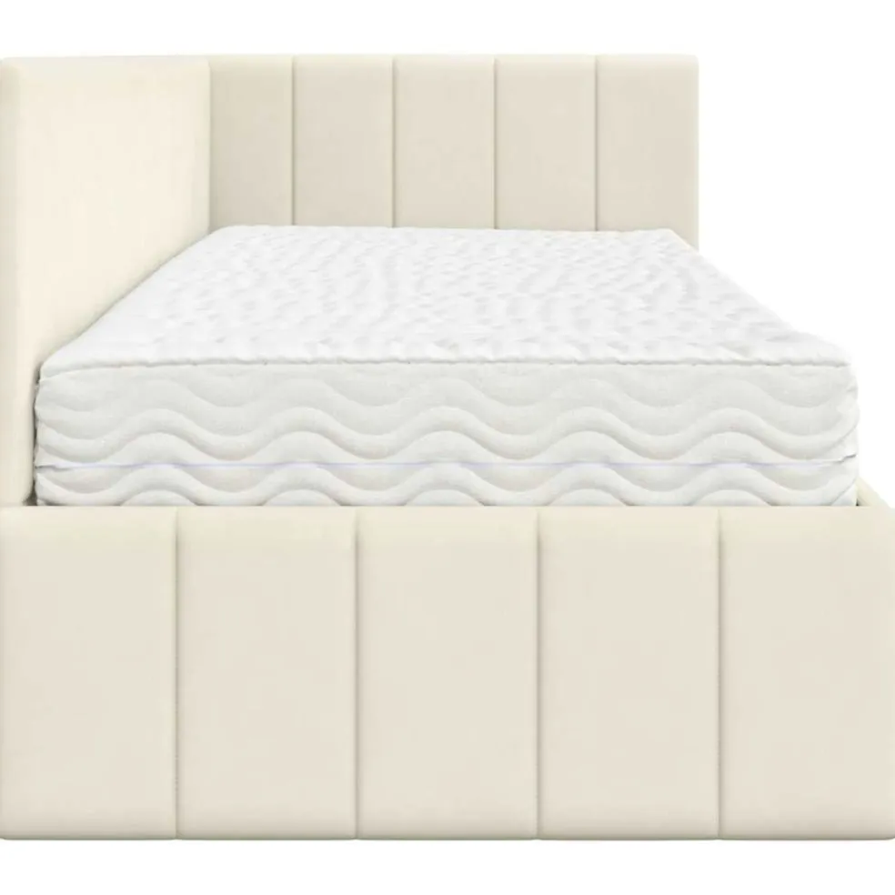 vidaXL Hoekbedframe met Matras 2 st Crème 80 x 200 cm Fluweel
