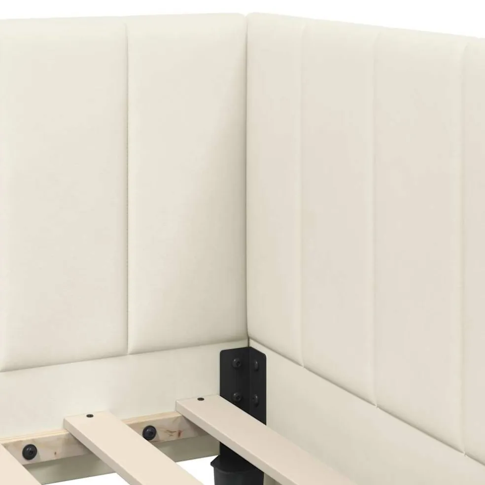 vidaXL Hoekbedframe met Matras 2 st Crème 80 x 200 cm Fluweel