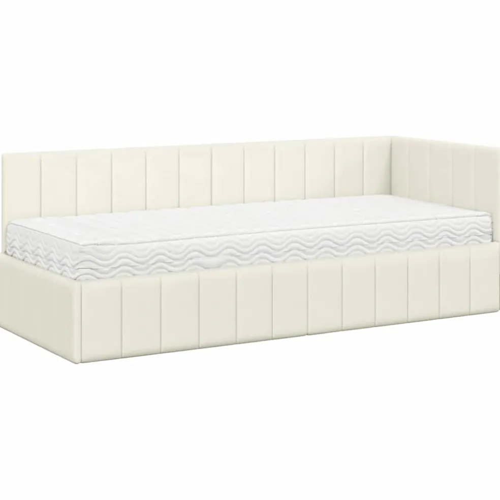 vidaXL Hoekbedframe met Matras 2 st Crème 80 x 200 cm Fluweel
